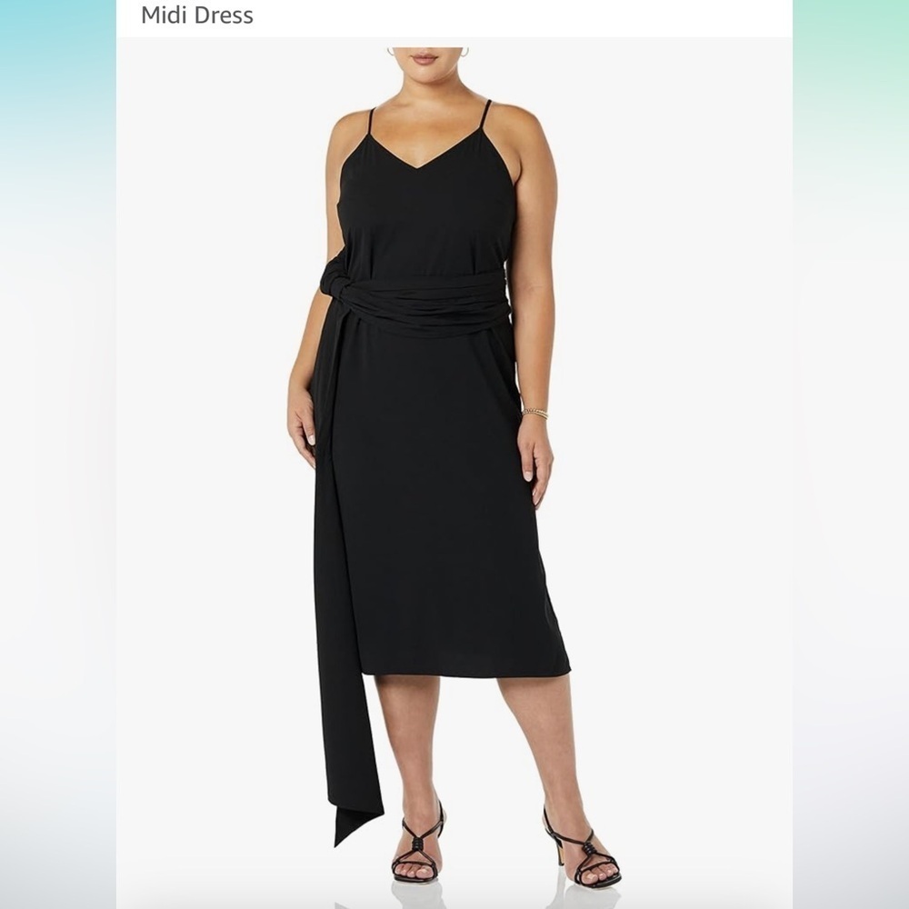 NWT MAKING THE CUT Women's Standard Draped Shoulder Midi Dress XL Black